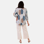 Sugar Crisp Italian Made Printed Long-Sleeved Scoop-Neck Sequined Layered Top One-Size (Fits upto Size 22) - Grey