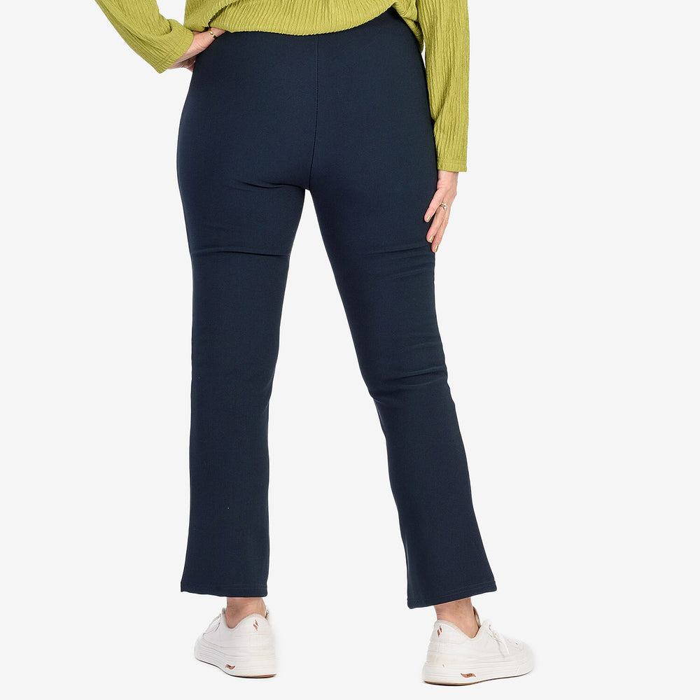 ITALIAN MADE - Sugar Crisp Ribbed Bootleg Trousers 27 Inch Leg (Size 12) - Navy