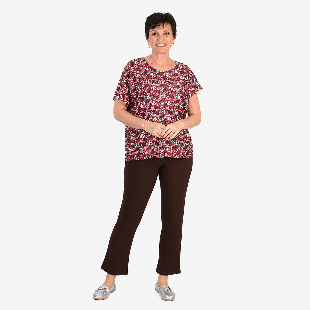 Sugar Crisp Ribbed Bootleg Trousers 27 Inch Leg (Size 22) - Brown