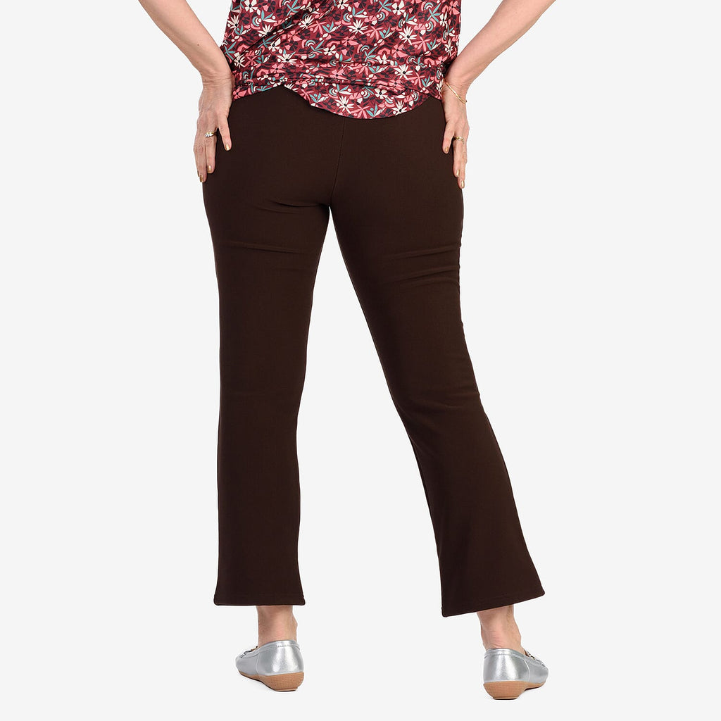 Sugar Crisp Ribbed Bootleg Trousers 27 Inch Leg (Size 22) - Brown