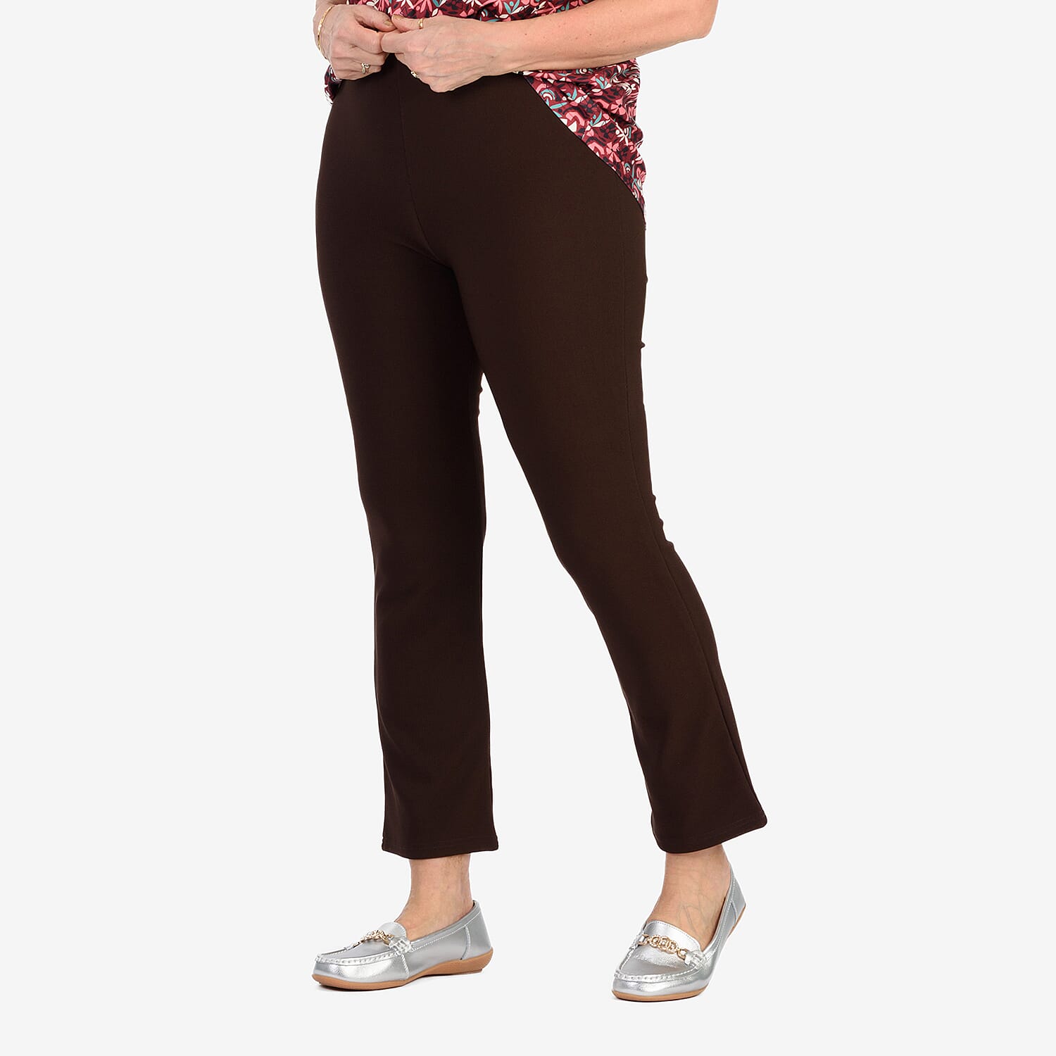 Sugar Crisp Ribbed Bootleg Trousers 27 Inch Leg (Size 22) - Brown