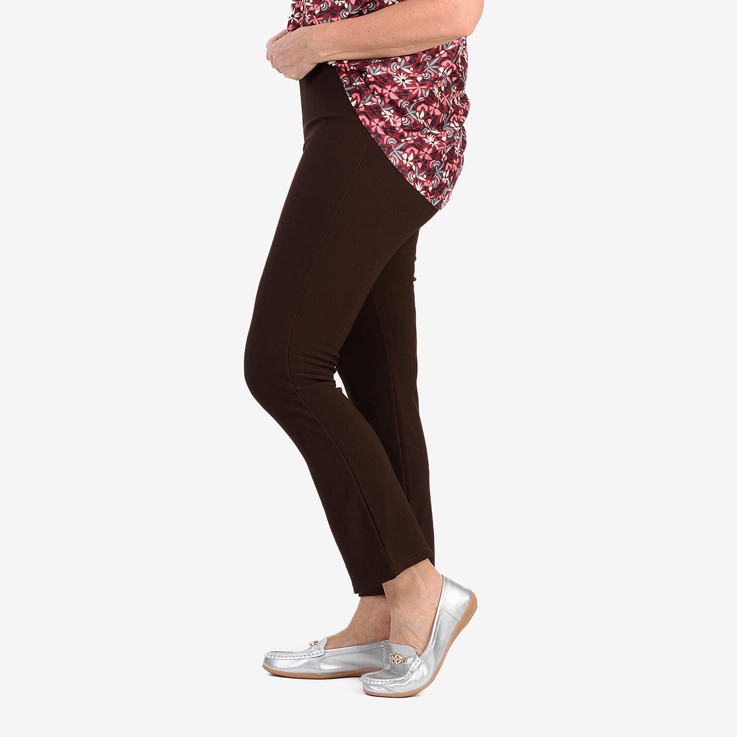 Sugar Crisp Ribbed Bootleg Trousers 27 Inch Leg (Size 22) - Brown