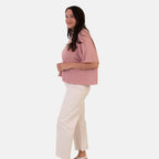 Sugar Crisp Italian-Made Batwing Sleeve Round Neck Top (One Size) - Dark Pink