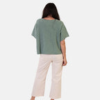 Sugar Crisp Italian-Made Batwing Sleeve Round Neck Top (One Size) - Sage Green