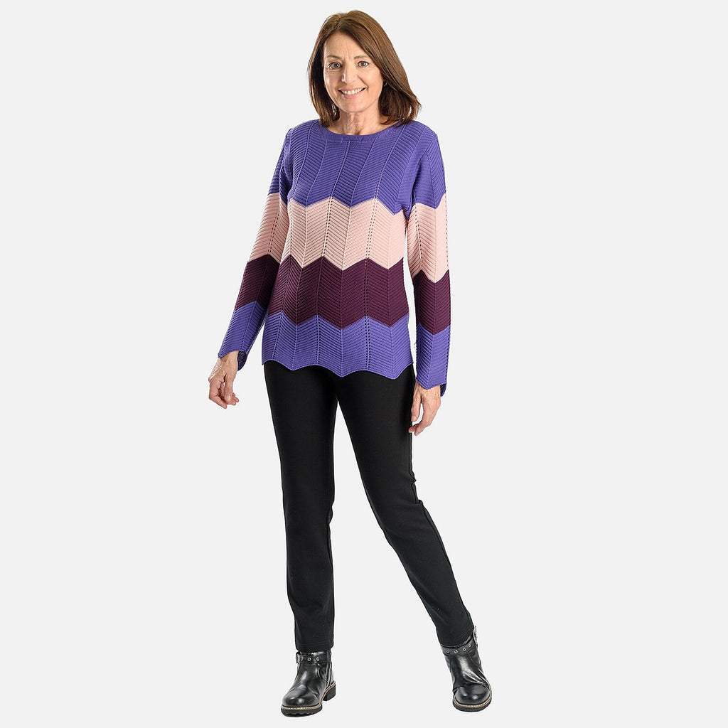 Sugar Crisp Knitted Cheveron Jumper (Size M-L) - Purple