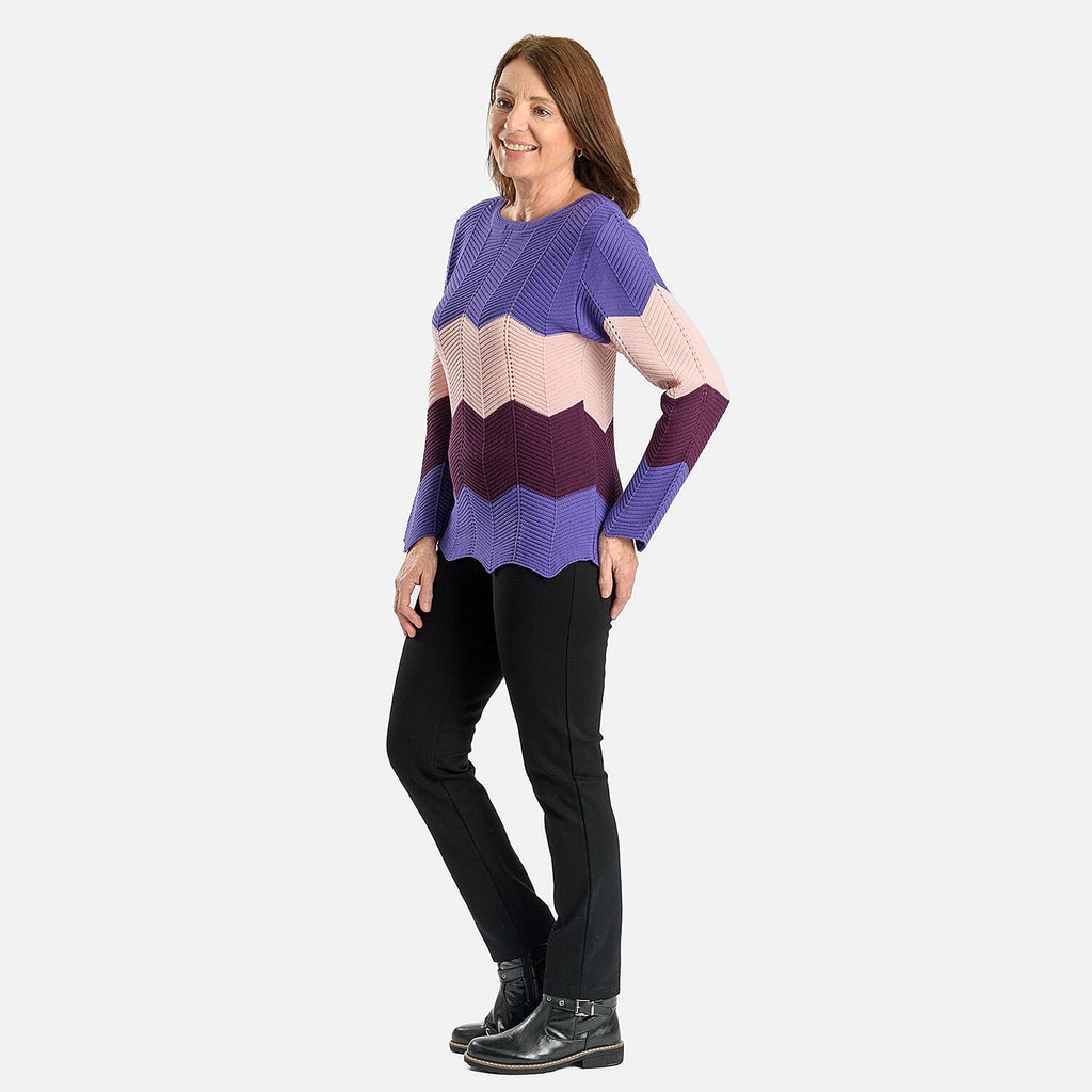 Sugar Crisp Knitted Cheveron Jumper (Size M-L) - Purple