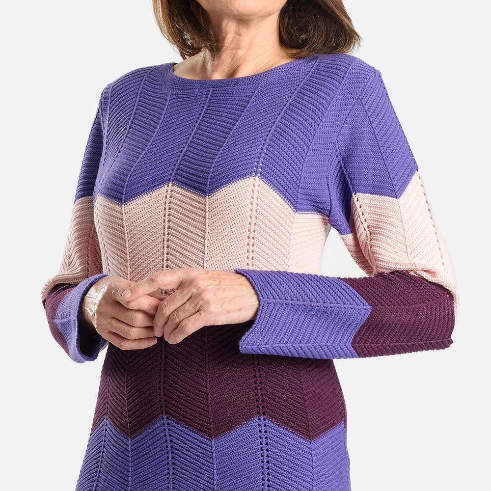 Sugar Crisp Knitted Cheveron Jumper (Size M-L) - Purple
