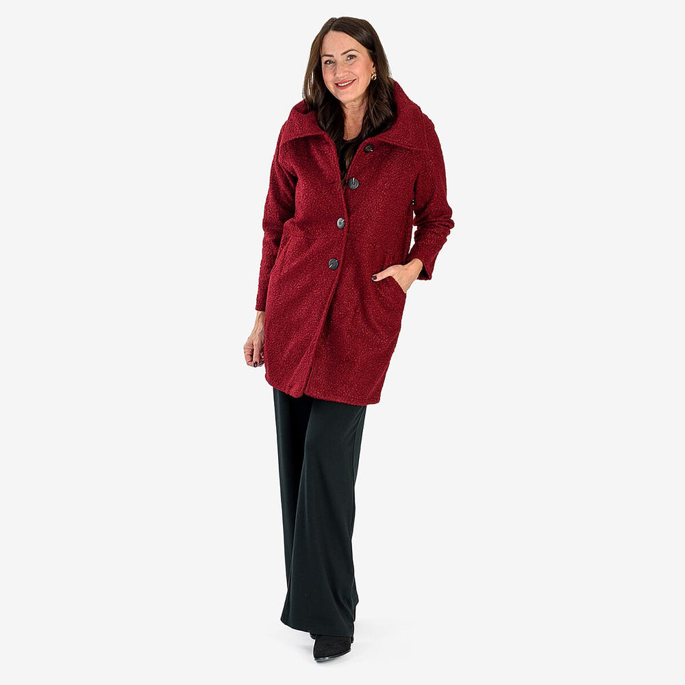 Sugar Crisp Made In Italy Four Button Boucle Coat With Pockets (One Size 8 to 22) - Mulberry
