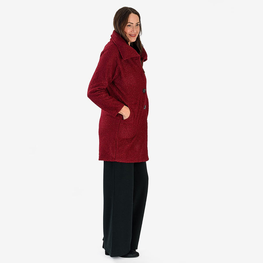Sugar Crisp Made In Italy Four Button Boucle Coat With Pockets (One Size 8 to 22) - Mulberry