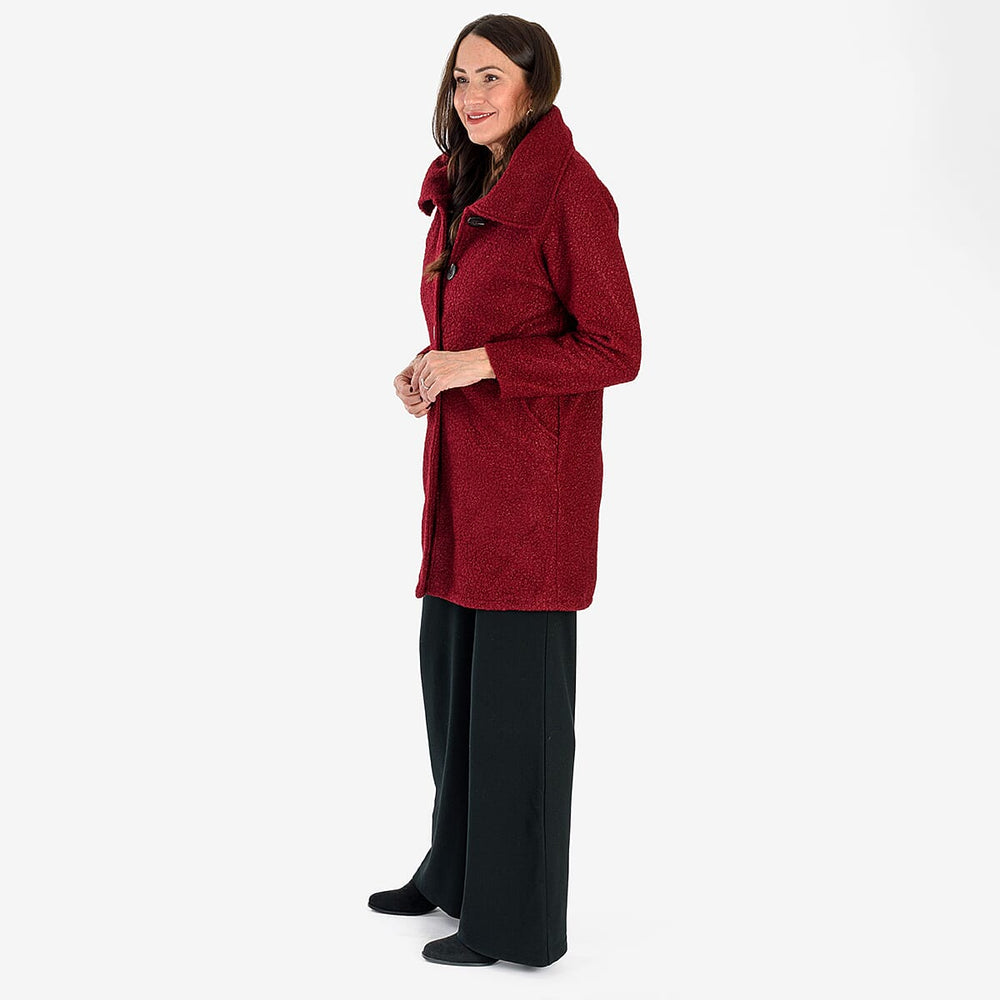 Sugar Crisp Made In Italy Four Button Boucle Coat With Pockets (One Size 8 to 22) - Mulberry