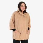 Sugar Crisp Made In Italy One Button Boucle Coat With Pockets (One Size 8 to 22) - Camel