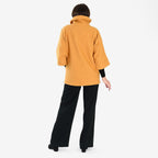 Sugar Crisp Made In Italy One Button Boucle Coat With Pockets (One Size) - Mustard