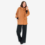 Sugar Crisp Made In Italy One Button Boucle Coat With Pockets (One Size 8 to 22) - Brown
