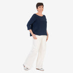 Sugar Crisp Ribbed Off-Shoulder Boat Neck Jumper (One Size, Upto 18) - Navy