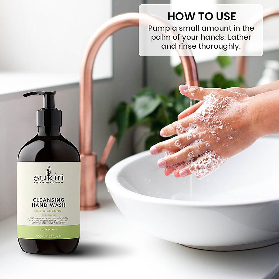 Sukin-Cleansing Hand Wash Lime - Coconut Handwash - 500ml