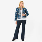 Sukriti 100% Cotton Hand Block Print Quilted Jacket (Size L) - Navy