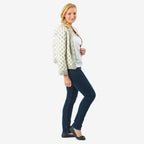 Sukriti 100% Cotton Hand Block Print Quilted Jacket (Size XXL) - White Base with Blue Details
