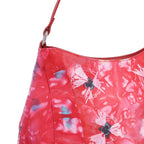 SUKRITI 100% Genuine Leather Tie Dye Floral Print Hobo Shoulder Bag - Red