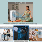 Summer Exclusive Deal - Portable 4L Air Cooler Fan with Remote Control 3 Speed Settings and Control Smooth Touch Panel Display