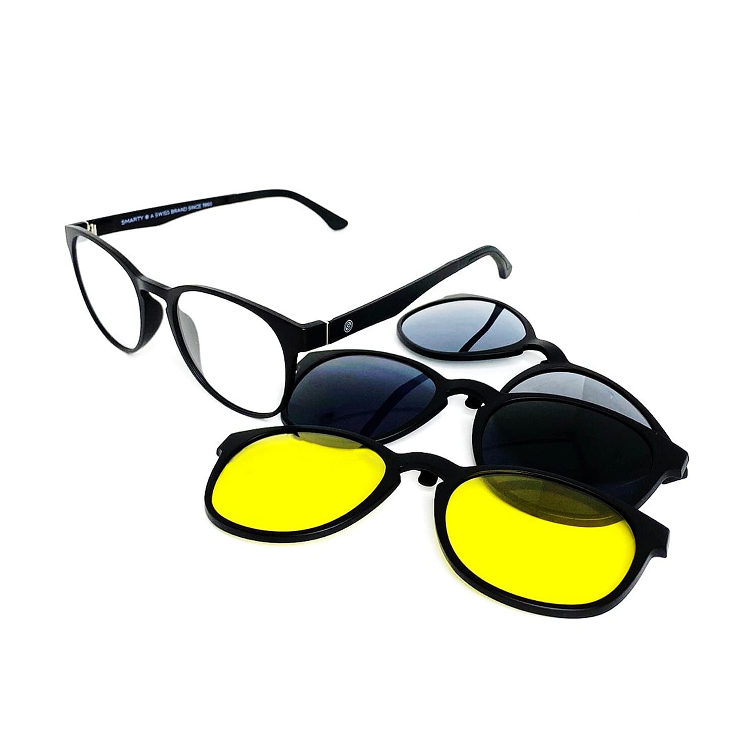 SMARTY Blue Light Glasses Frame with 3 Magnetic Clips - Matt Black