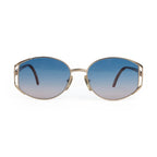 Fendi Designer Oversized Gold Metal Sunglasses with Blue-Pink Gradient Lenses