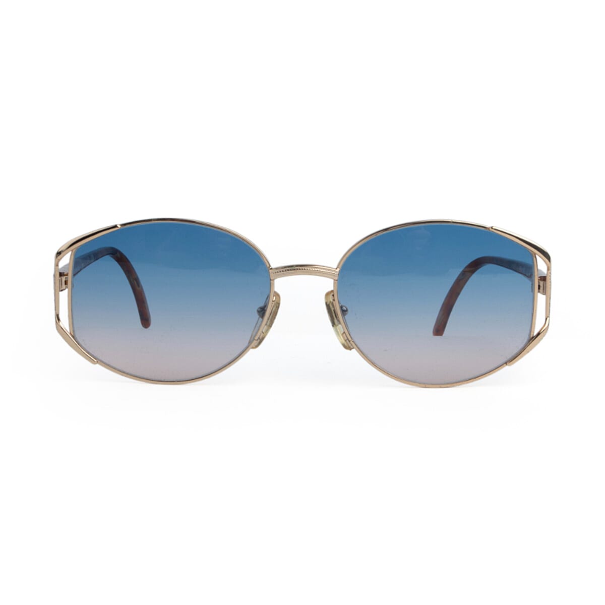 Fendi Designer Oversized Gold Metal Sunglasses with Blue-Pink Gradient Lenses