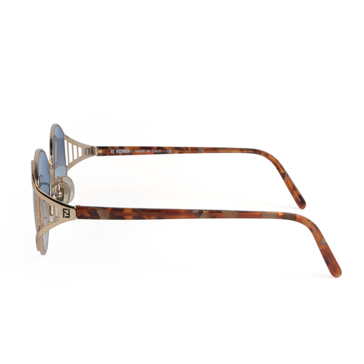 Fendi Designer Oversized Gold Metal Sunglasses with Blue-Pink Gradient Lenses