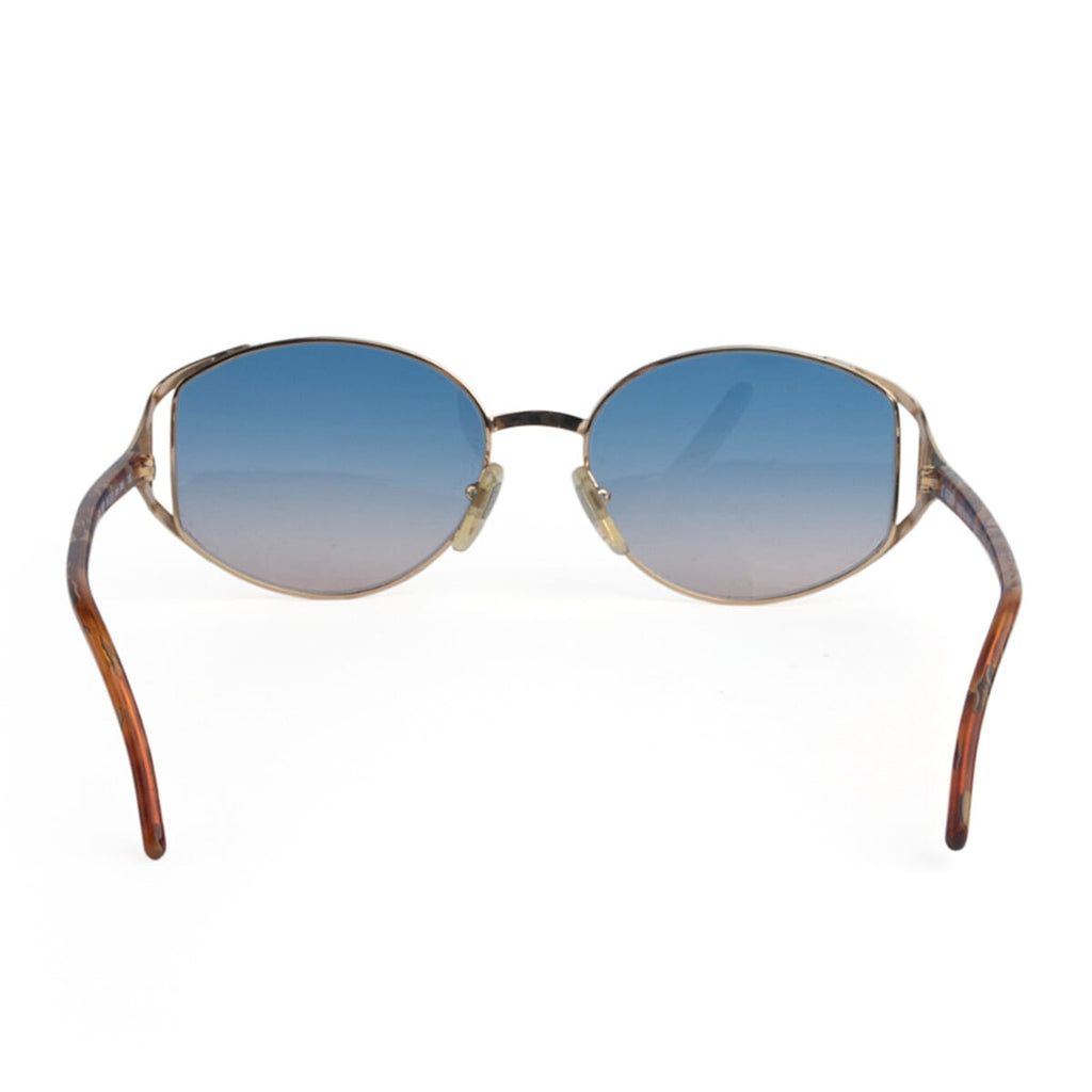 Fendi Designer Oversized Gold Metal Sunglasses with Blue-Pink Gradient Lenses