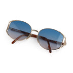 Fendi Designer Oversized Gold Metal Sunglasses with Blue-Pink Gradient Lenses