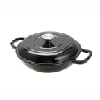 Sunnex 2.1L Shallow Cast Iron Casserole Pan with lid - Black