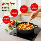 Sunnex 2.1L Shallow Cast Iron Casserole Pan with lid - Black