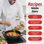 Sunnex 2.1L Shallow Cast Iron Casserole Pan with lid - Black