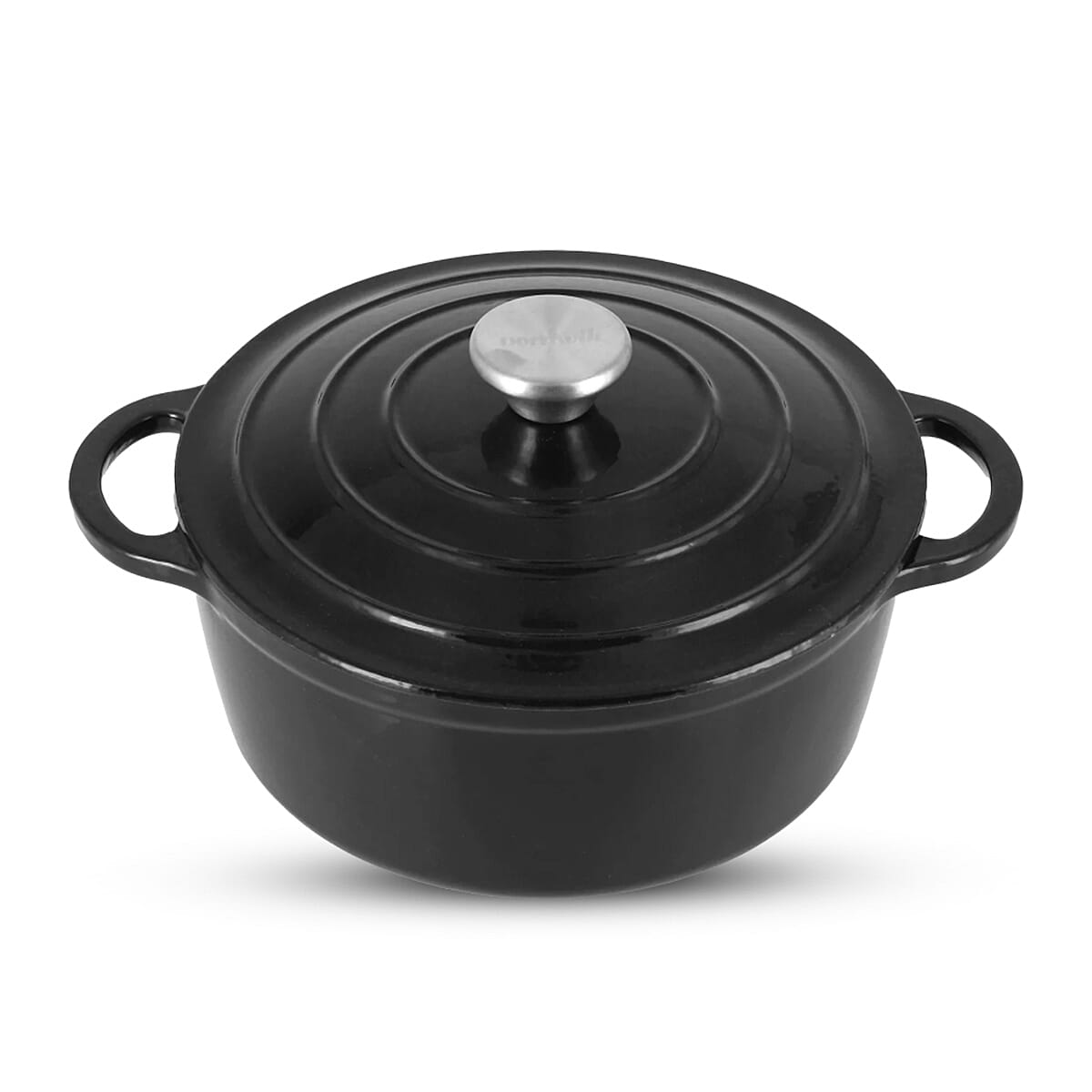 Sunnex Cast Iron Casserole Pan with Lid (2.7L) - Black