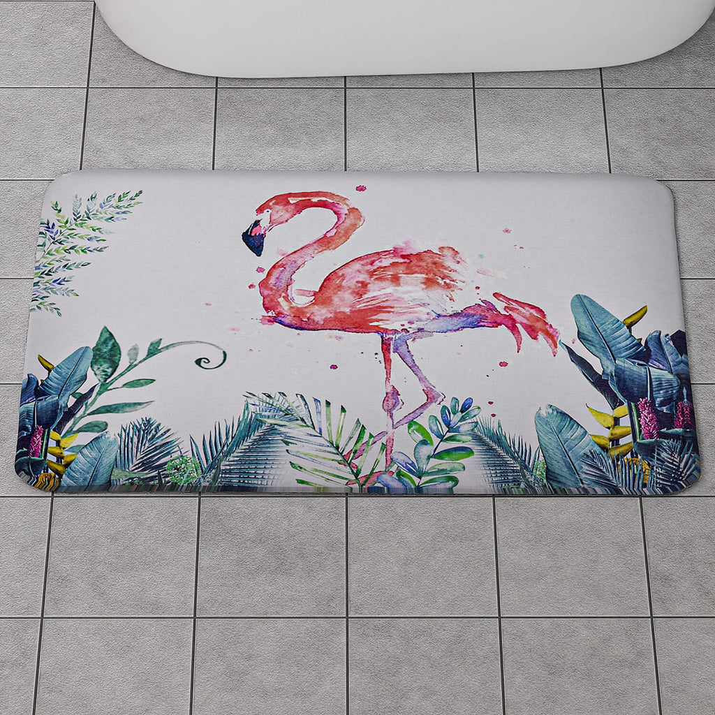 Super Absorbent Flamingo Pattern Diatomaceous Earth Bath Mat (Size 60x39cm)  - Red - Green