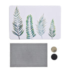 Super Absorbent Leaf Pattern Diatomaceous Earth Bath Mat (Size 60x39cm) - Green