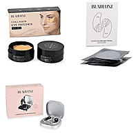 Beauluxe Complete Eye Care Bundle with EMS Eye Massager Collagen Under Eye Mask 60 Pairs Gel Patches 13 Pairs