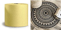 Super Saver Duo -  Jute Artemis Natural Printed Round Rug (120 cm) - Blue and Anti-Skid Rug Gripper - Yellow 63.5mm x 7.62m
