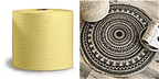 Super Saver Duo -  Jute Artemis Natural Printed Round Rug (120 cm) - Blue and Anti-Skid Rug Gripper - Yellow 63.5mm x 7.62m