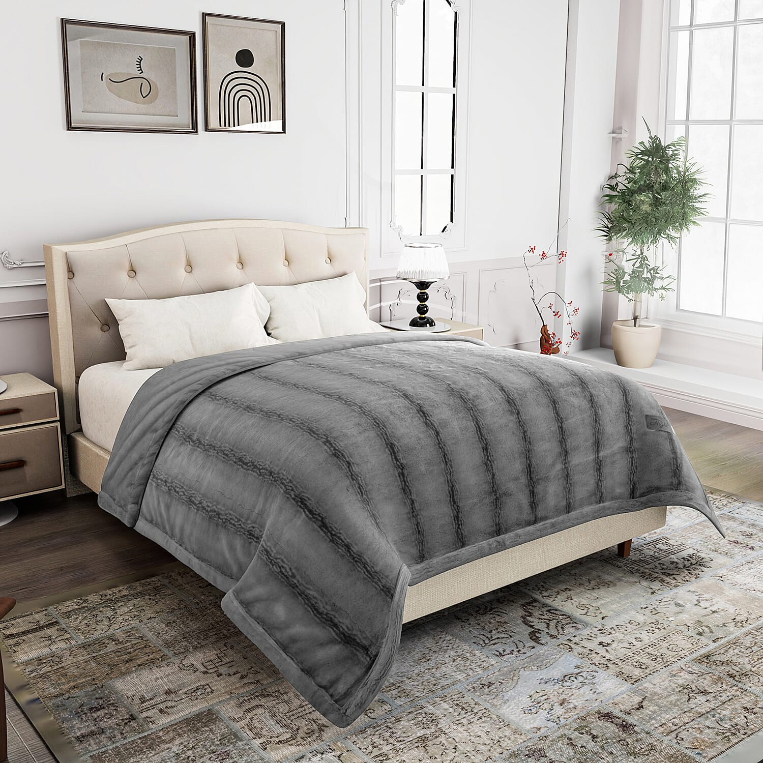 The Most Sumptuous Faux Fur Blanket at TJC  (Size 200x220cm) - Grey