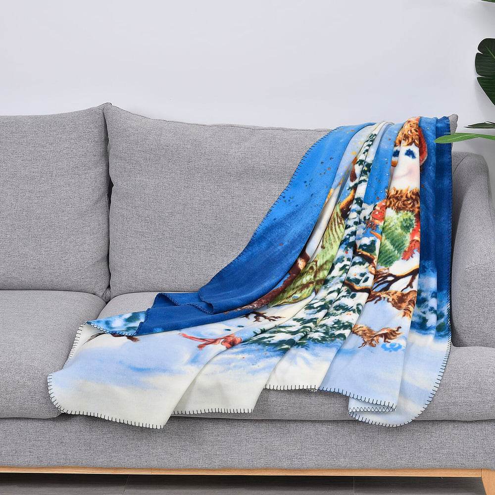 Super Soft Christmas Tree Print Pattern Fleece Throw - 200 Gsm -  Size 170x130cm.