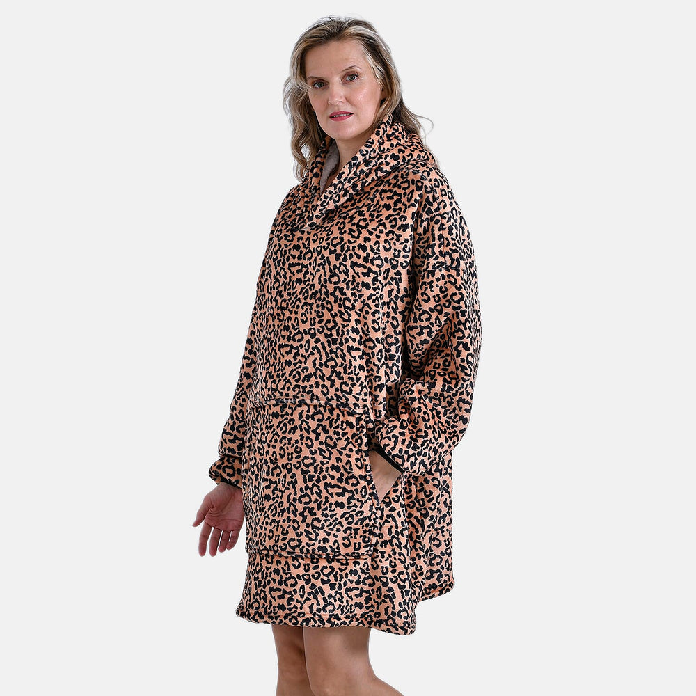Super Soft Fleece Hoodie Blanket - Brown