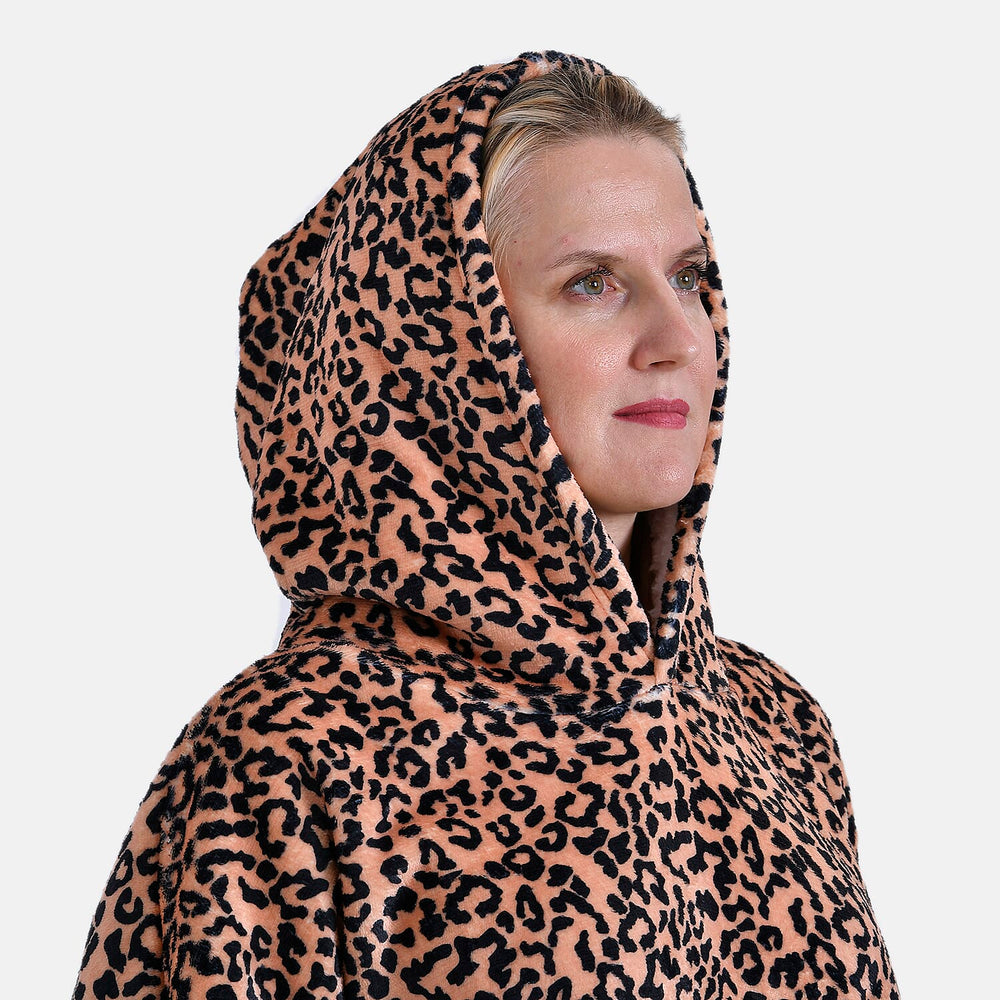 Super Soft Fleece Hoodie Blanket - Brown