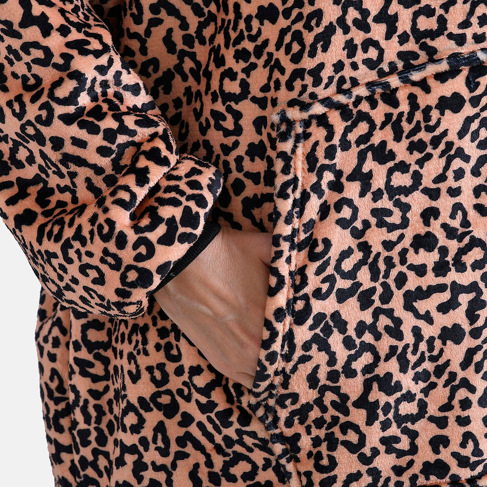 Super Soft Fleece Hoodie Blanket - Brown