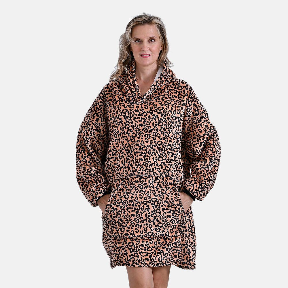 Super Soft Fleece Hoodie Blanket - Brown