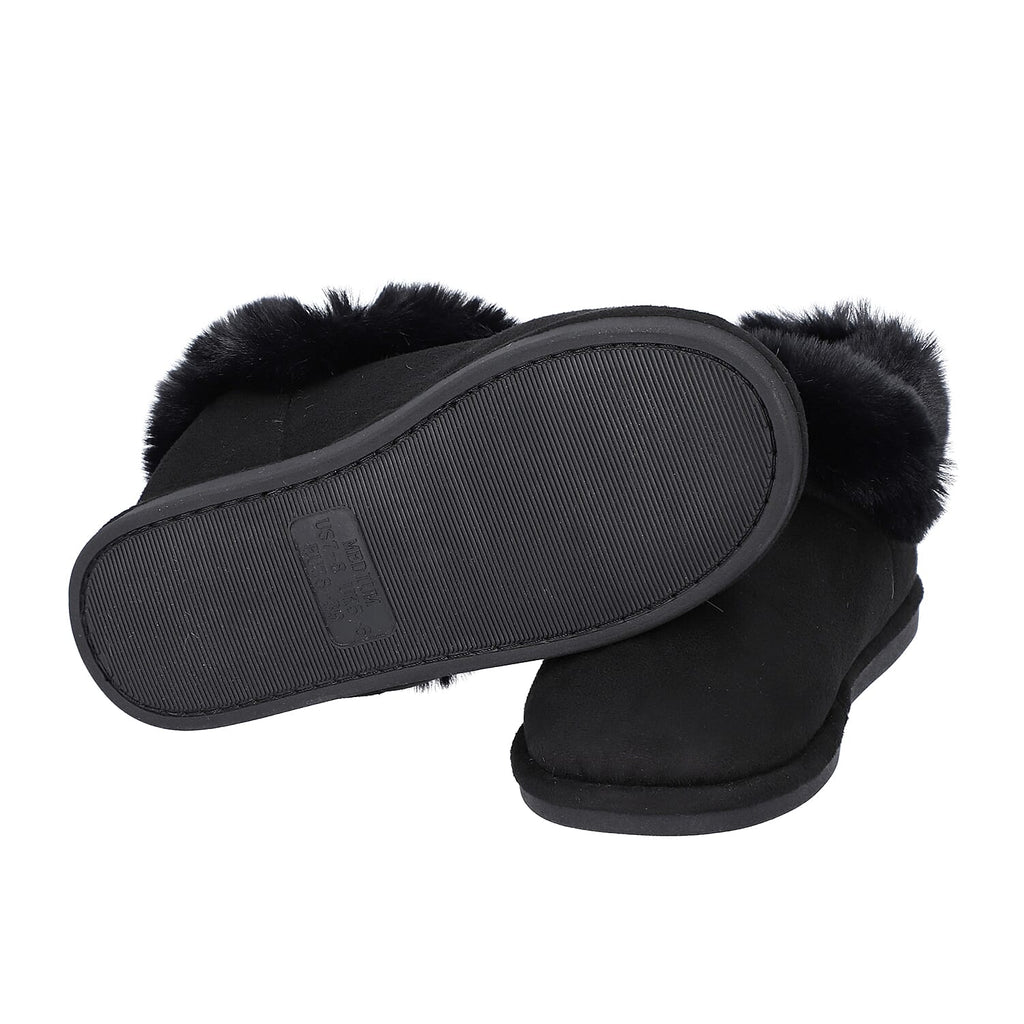 Chic and Elegant Faux Fur Slippers  (Size 3- 4) - Black
