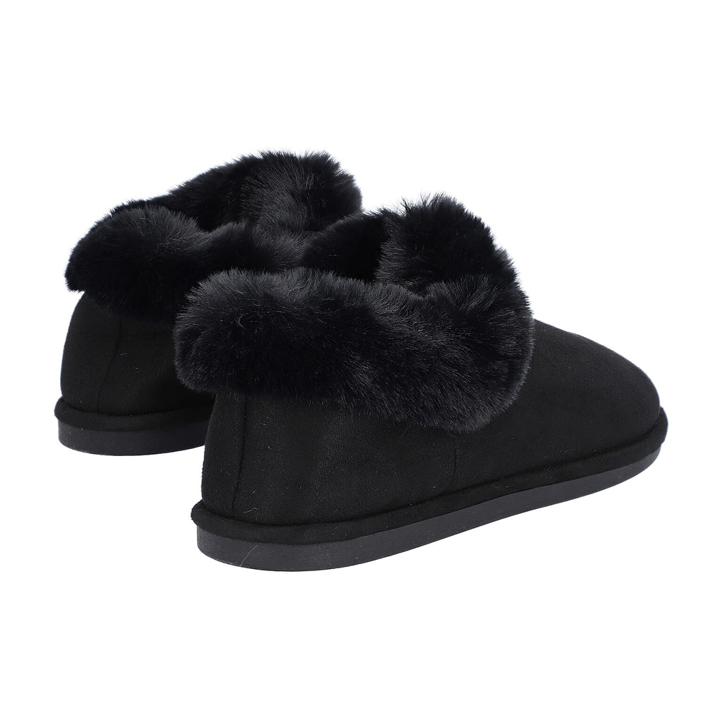 Chic and Elegant Faux Fur Slippers (Size 7- 8) - Black