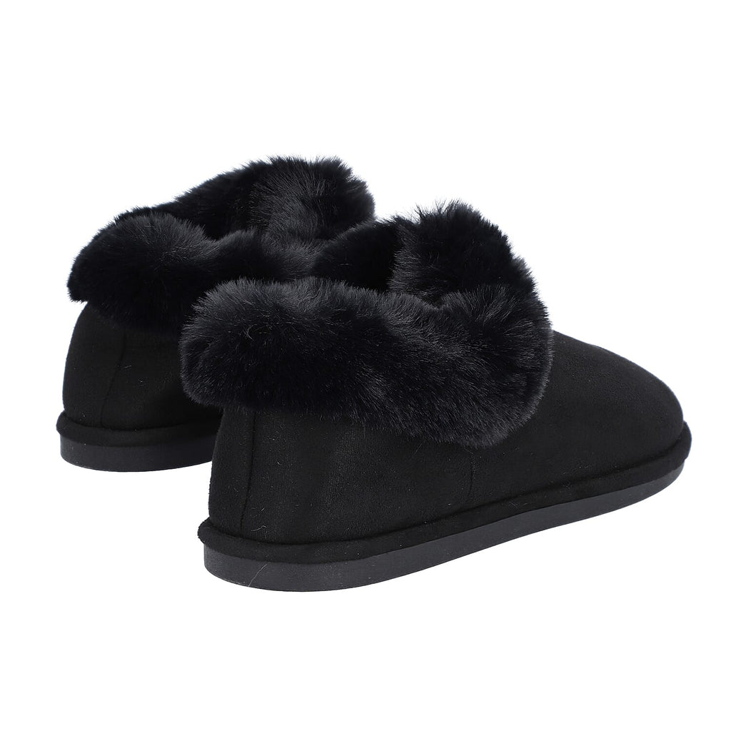Chic and Elegant Faux Fur Slippers (Size 7- 8) - Black