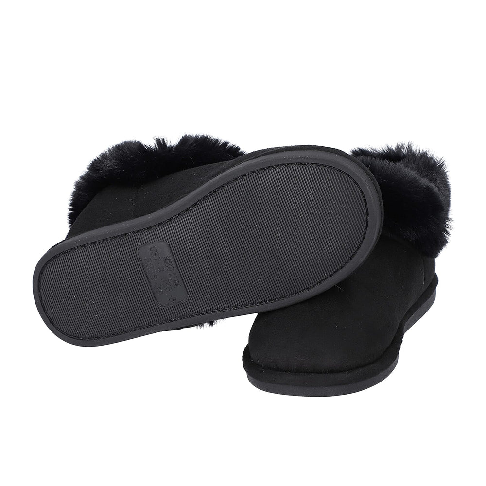 Chic and Elegant Faux Fur Slippers (Size 7- 8) - Black