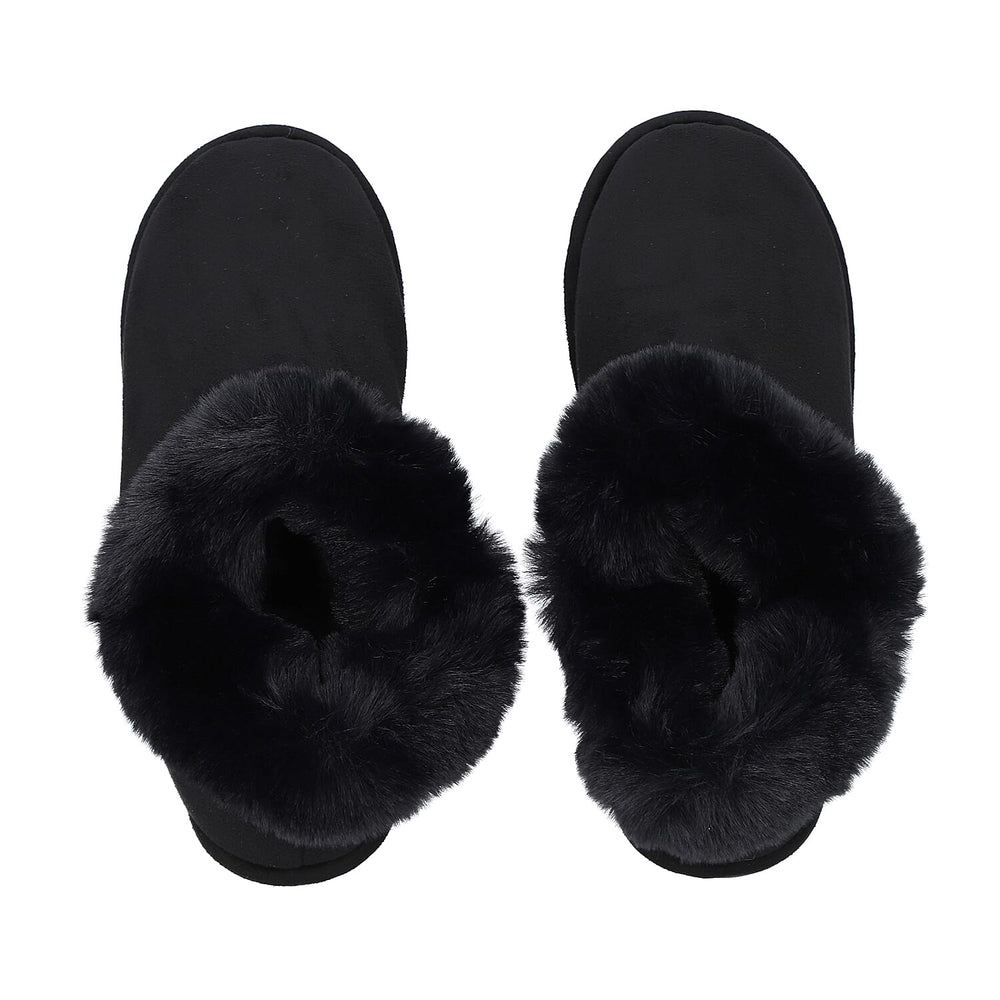 Chic and Elegant Faux Fur Slippers (Size 7- 8) - Black