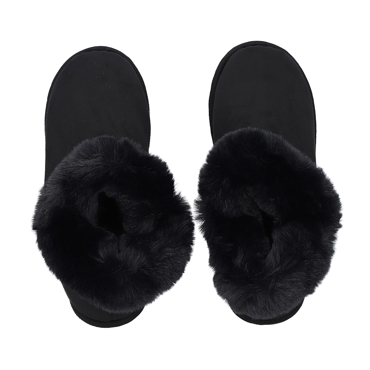 Chic and Elegant Faux Fur Slippers (Size 7- 8) - Black